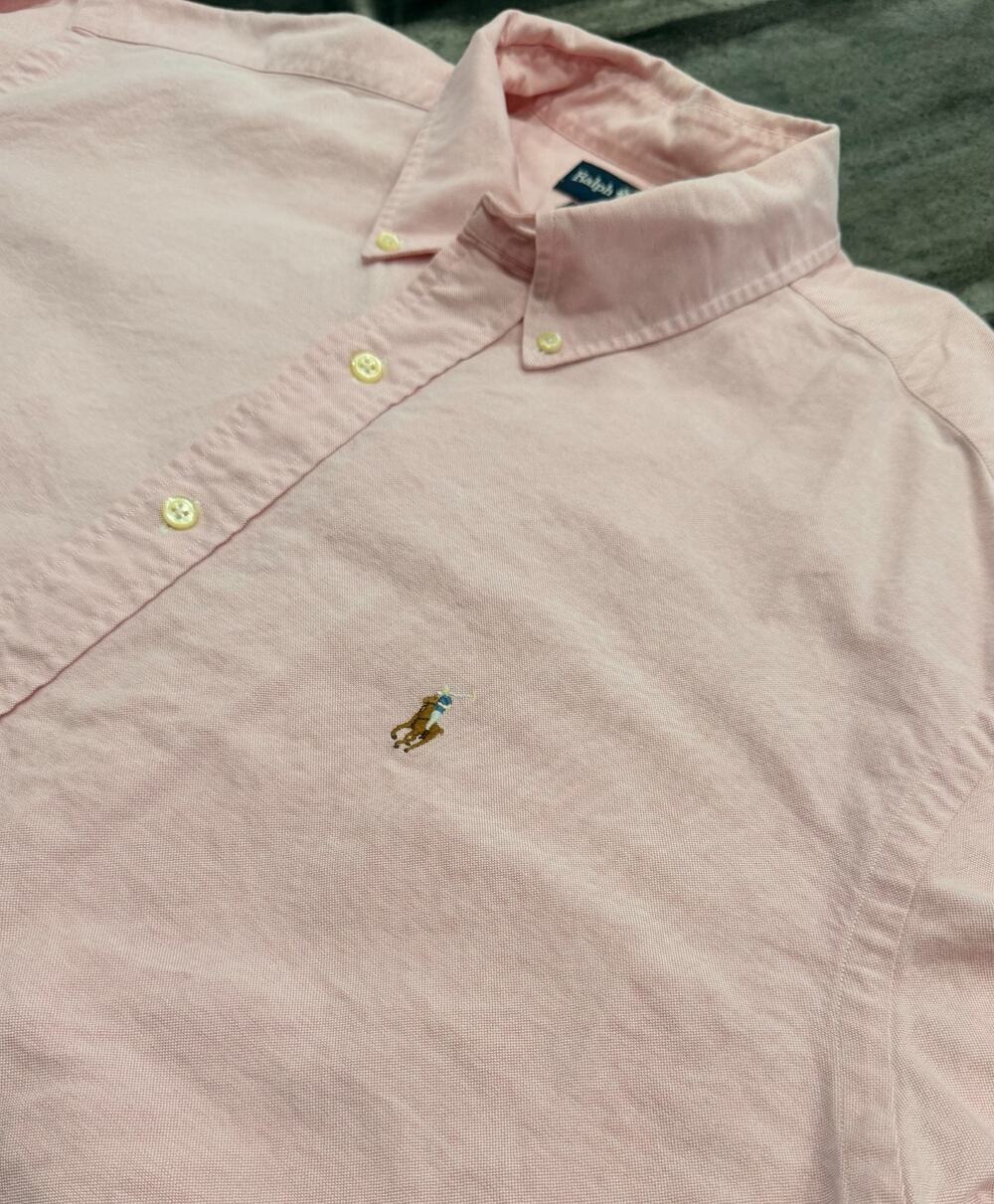 Vintage Polo Ralph Lauren Yarmouth Mens 17.5 35 Pink Oxford Pony Button Down